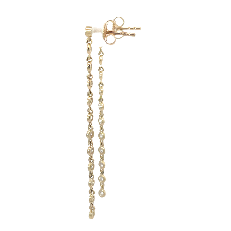 Yellow Gold Diamond Bezel Drop Earrings