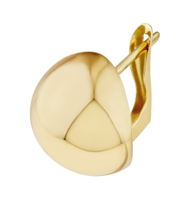 Yellow Gold Button Omega Earrings