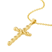 Yellow Gold Twisted Cross Necklace