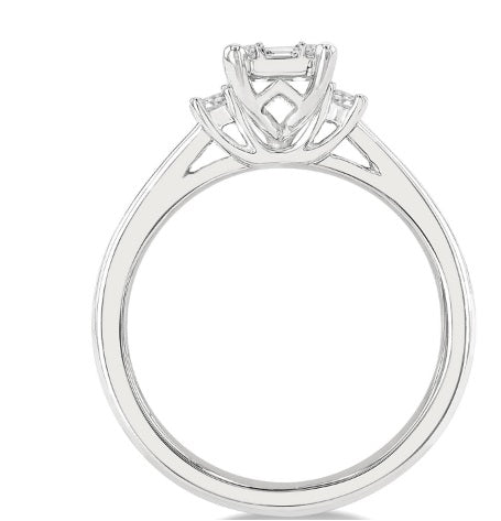 Diamond Emerald Cluster Engagement Ring