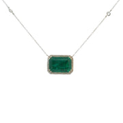 East/ West Emerald Pendant with Diamond Accent