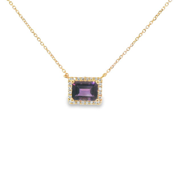 Amethyst and Diamond Halo Pendant