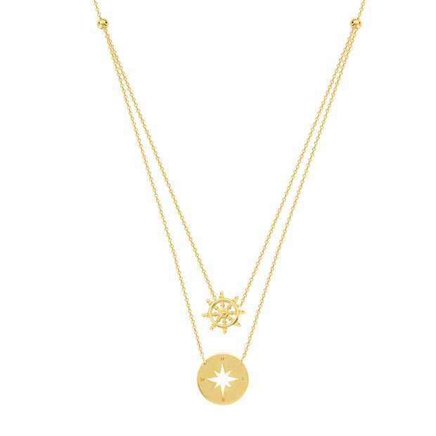 Compass and Ship Wheel Layered Necklace