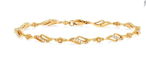 10 Karat Yellow Gold Diamond Open Link Bracelet