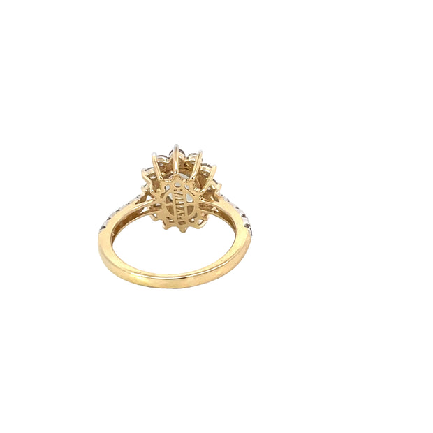 Yellow Gold Tanzanite Diamond Halo Ring