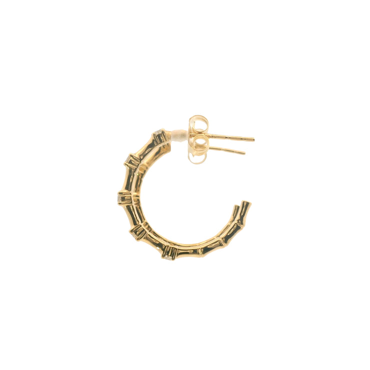 Bamboo Hoops with Diamond Accents