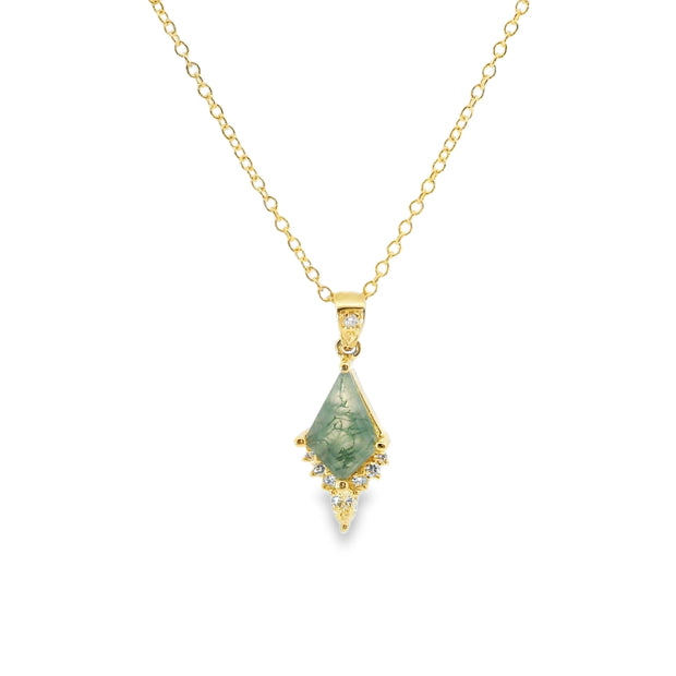 Moss Agate and Diamond Pendant