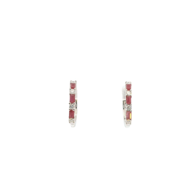 Huggies with Rubies and Diamonds