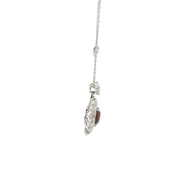 Ruby and Diamond Halo Necklace