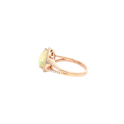 Rose Gold Halo Split Band Opal Ring