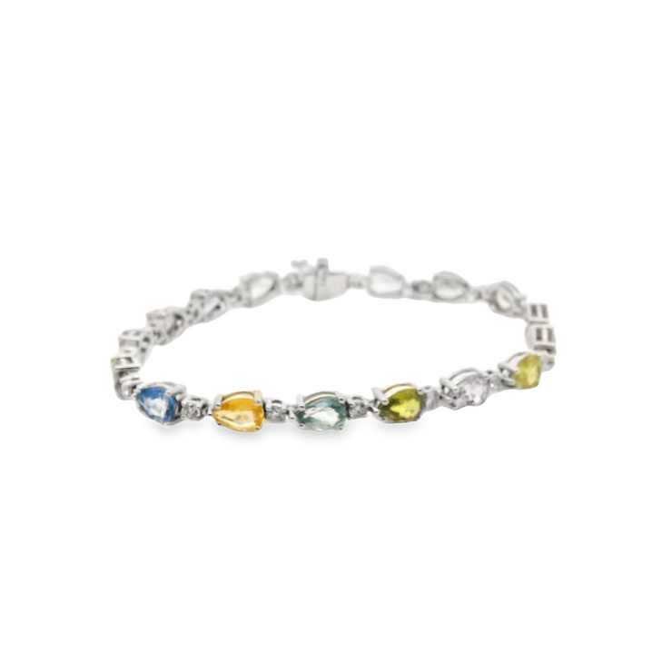 Multi-Color Sapphire and Diamond Bracelet