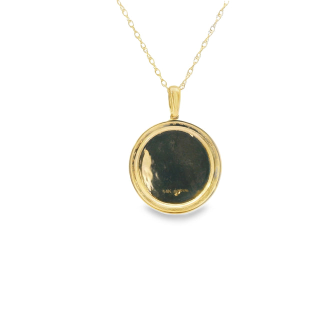 Satin Disk Pendant with Diamond Halo