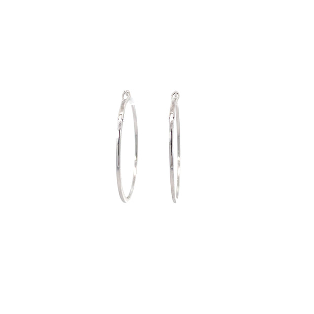 18 Karat White Gold Diamond Hoops