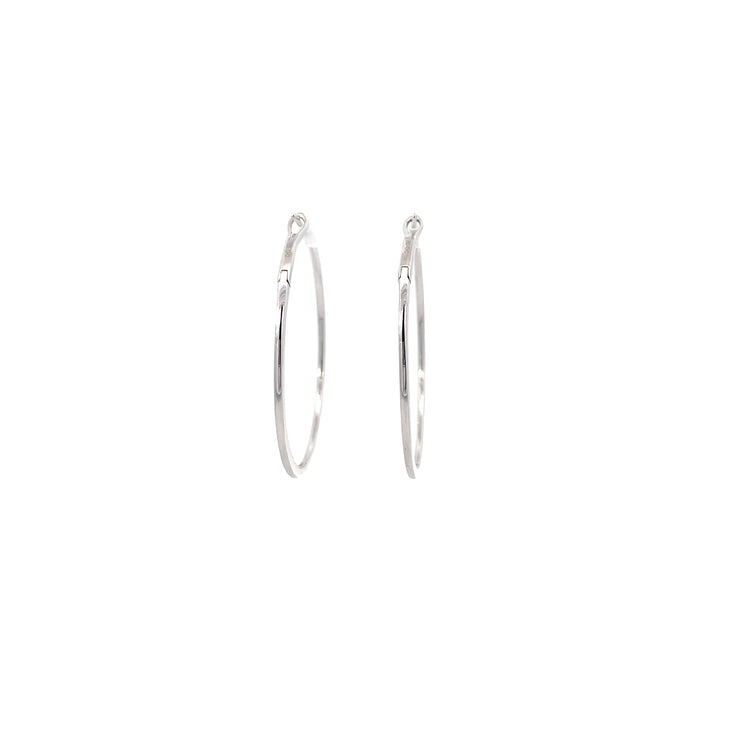 18 Karat White Gold Diamond Hoops