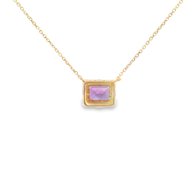 Amethyst and Diamond Halo Pendant