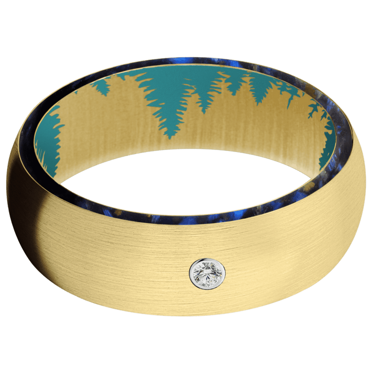 18K Yellow Gold + Satin Finish + Teal