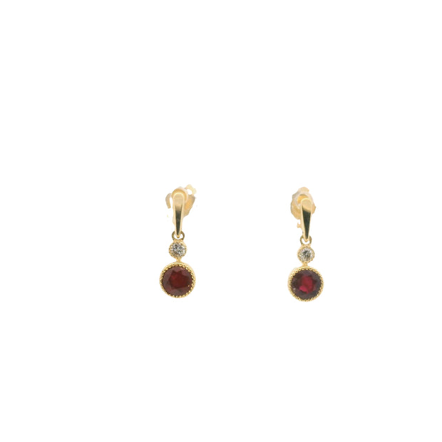 Drop Earrings with Rubies and Diamonds