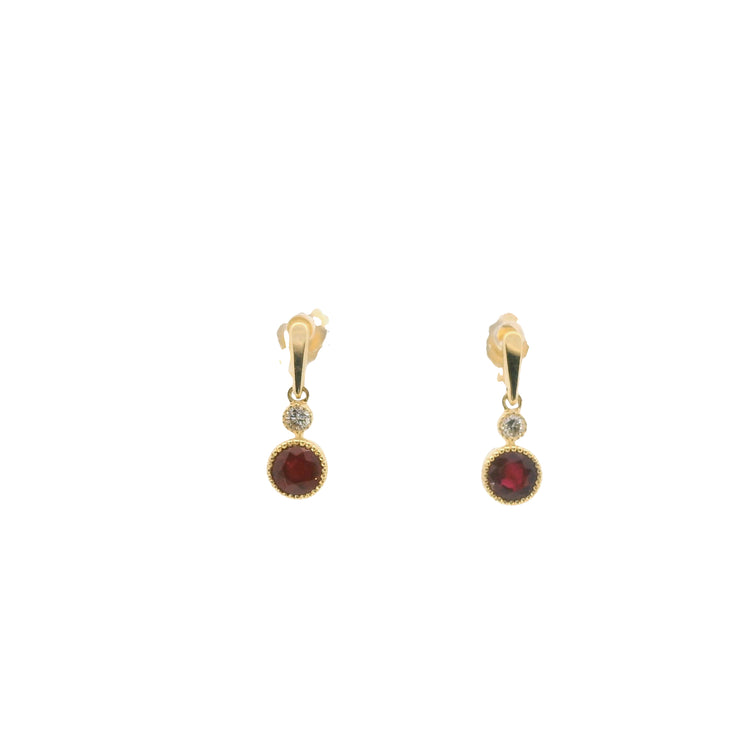 Drop Earrings with Rubies and Diamonds