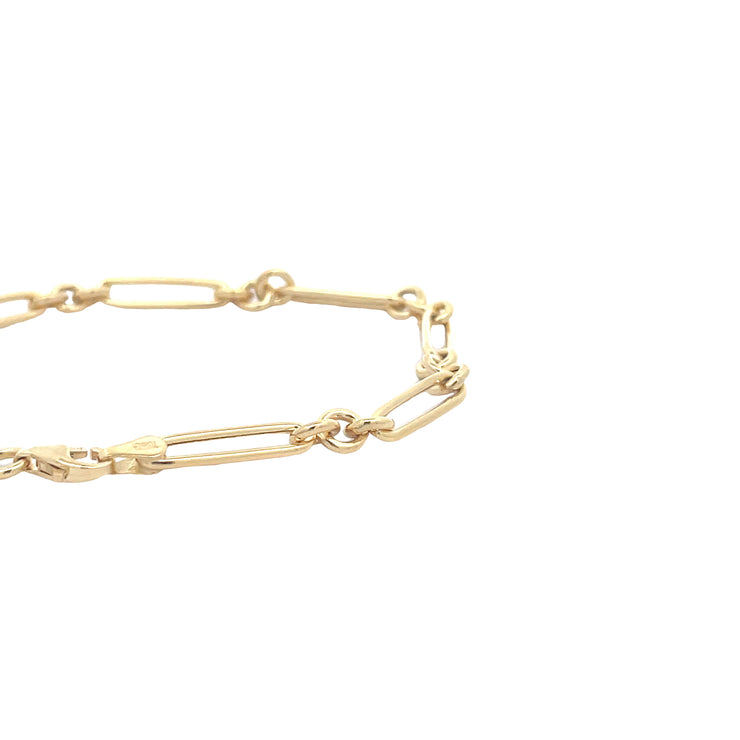 14 Karat Hollow Round Paperclip Bracelet