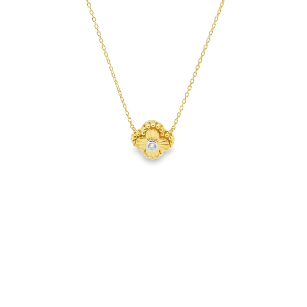 Fluted Clover Diamond Pendant
