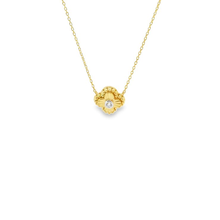 Fluted Clover Diamond Pendant
