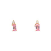 Pink Sapphire and Diamond Studs