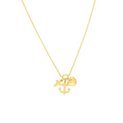 Charm Necklace with Heart, Cross, and Anchor