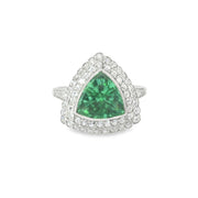 Platinum Pariaba Tourmaline and Diamond Halo Rings