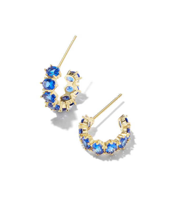 Kendra Scott Cailin Gold Blue Crystal Huggies