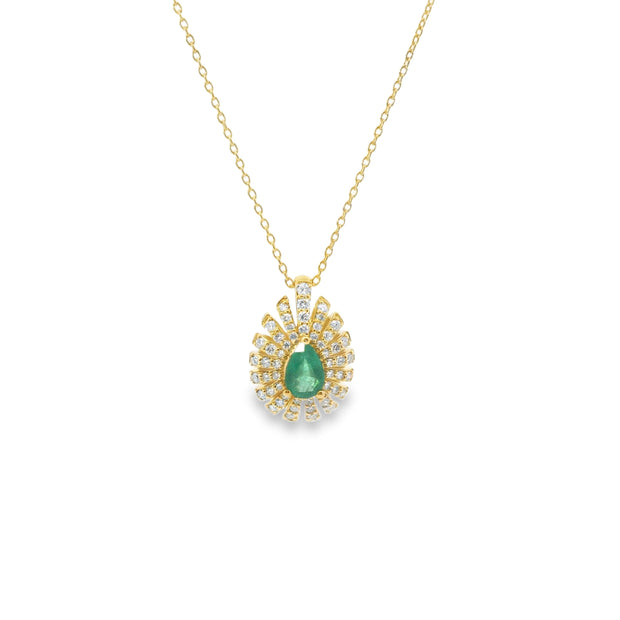 Emerald Pave Ballerina Halo Pendant