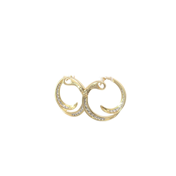 14 Karat Yellow Gold Decorative Diamond Hoops