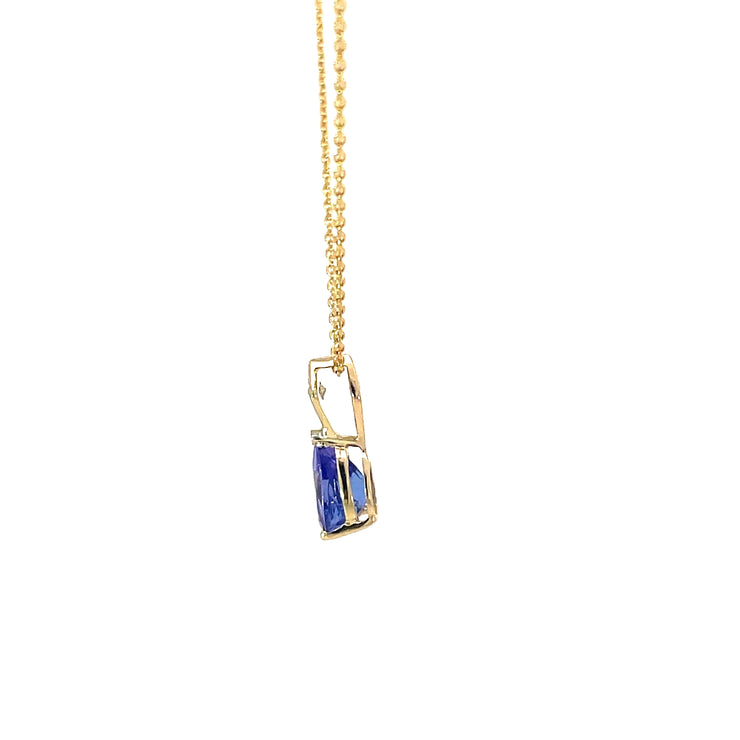 Yellow Gold Tanzanite Dangle Necklace