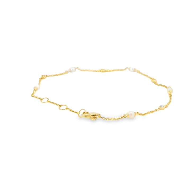 Pearl and Diamond Station Bracelet