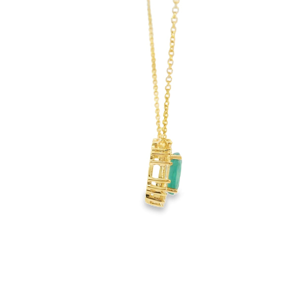 Emerald and Diamond Halo Pendant