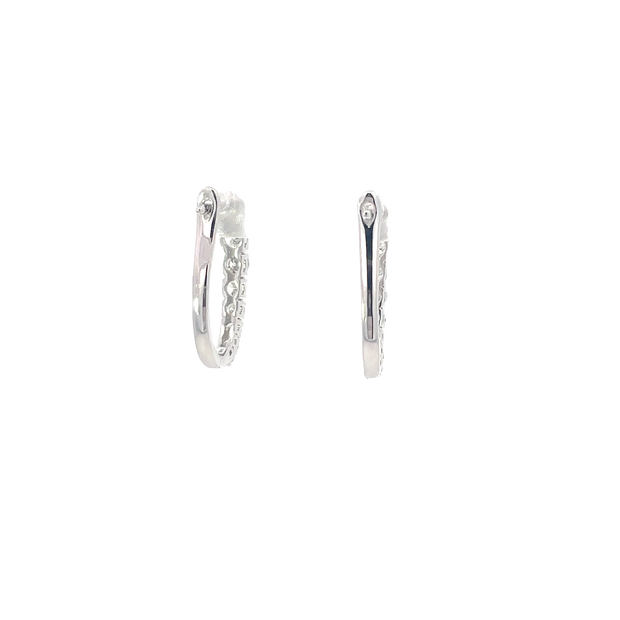 White Gold Graduating Diamond Hoops