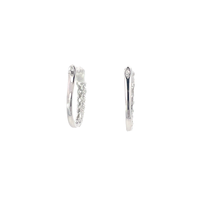White Gold Graduating Diamond Hoops