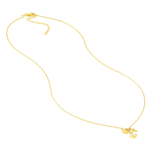 Charm Necklace with Heart, Cross, and Anchor