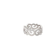 18 Karat White Gold Diamond Scroll Ring