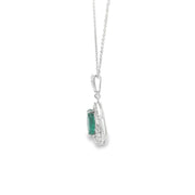 Emerald and Diamond Halo Pendant