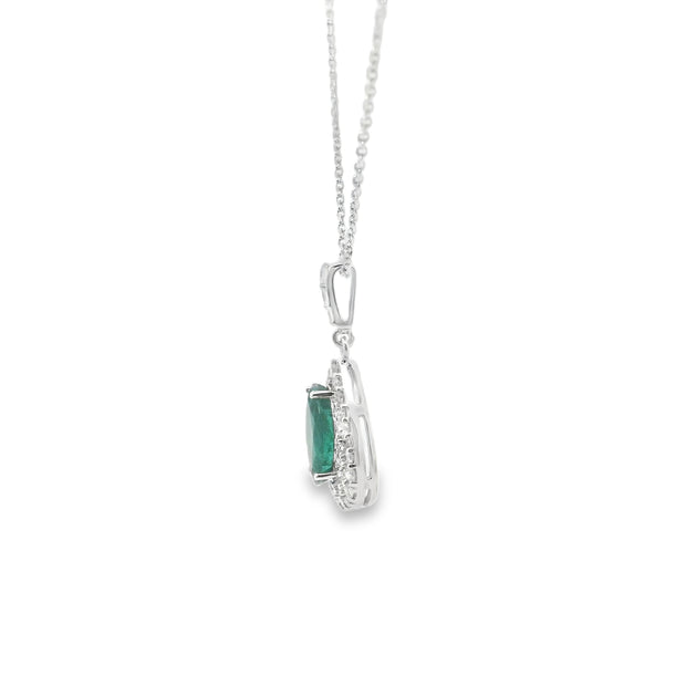 Emerald and Diamond Halo Pendant
