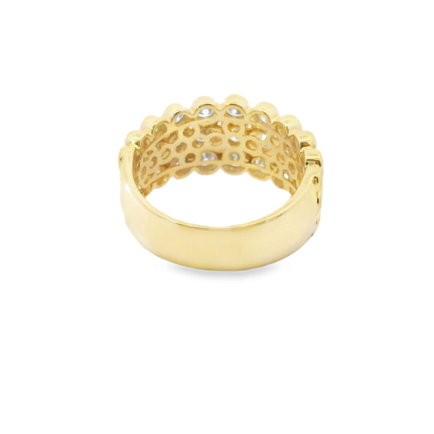 Three Row Bezel Set Diamond Ring