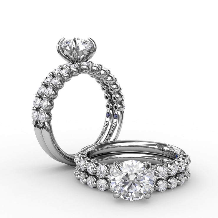 FANA 14 Karat White Gold Semi-Mount Ring with Matching Band