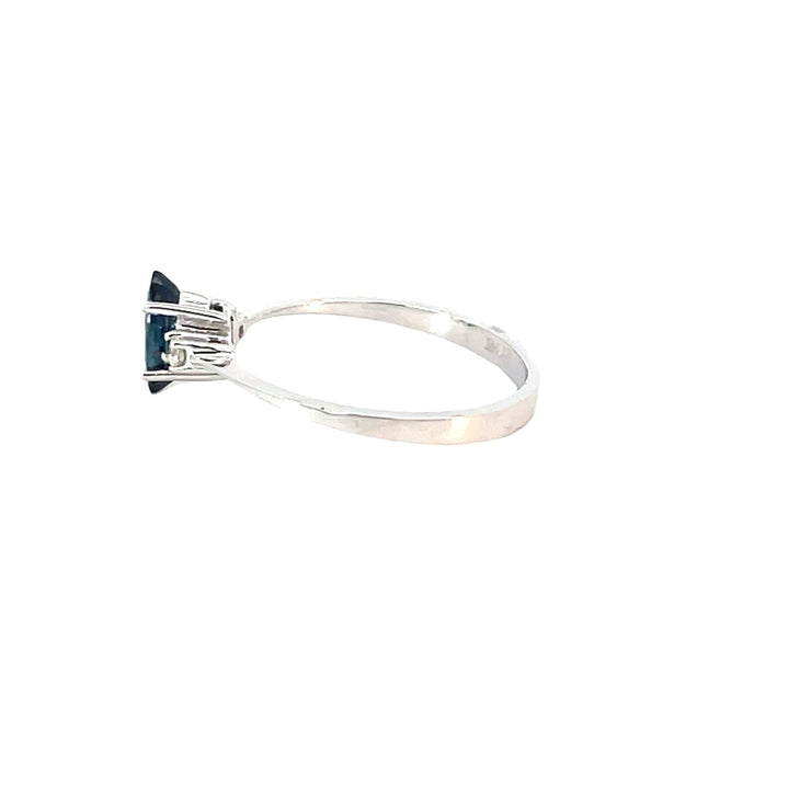 White Gold Petite Diamond Sapphire Ring