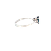 White Gold Petite Diamond Sapphire Ring