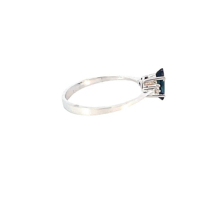 White Gold Petite Diamond Sapphire Ring