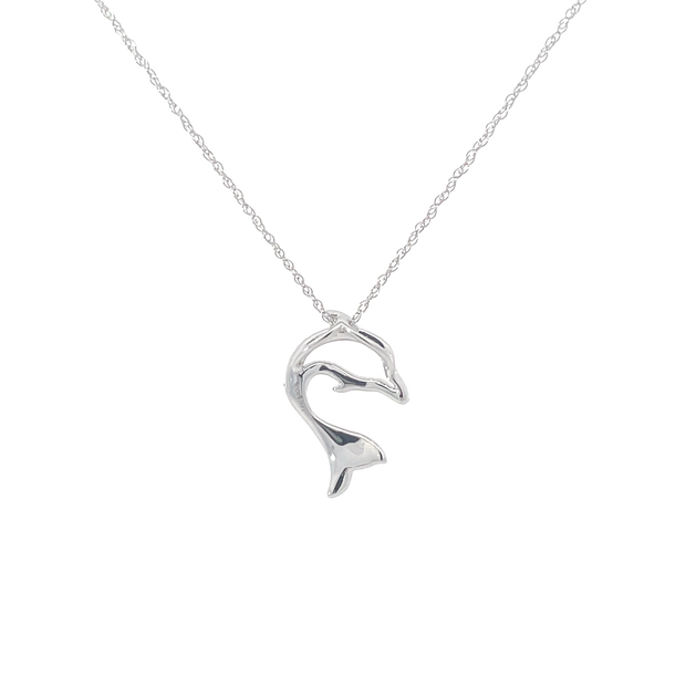 White Gold Diamond Dolphin Necklace