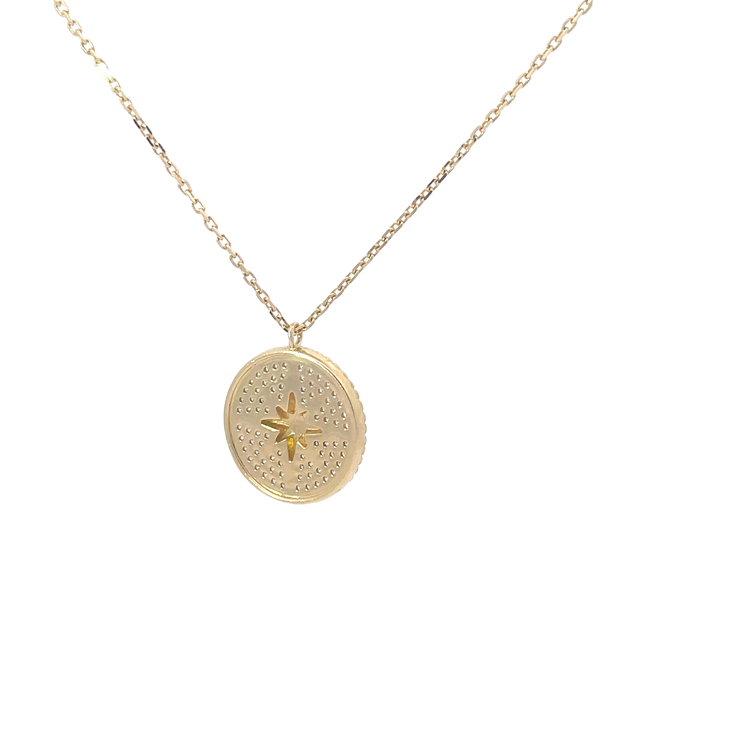 Yellow Gold Diamond Star Pendant Necklace