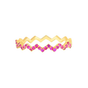 Yellow Gold Zig Zag Ruby Ring