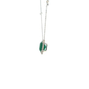 East/ West Emerald Pendant with Diamond Accent