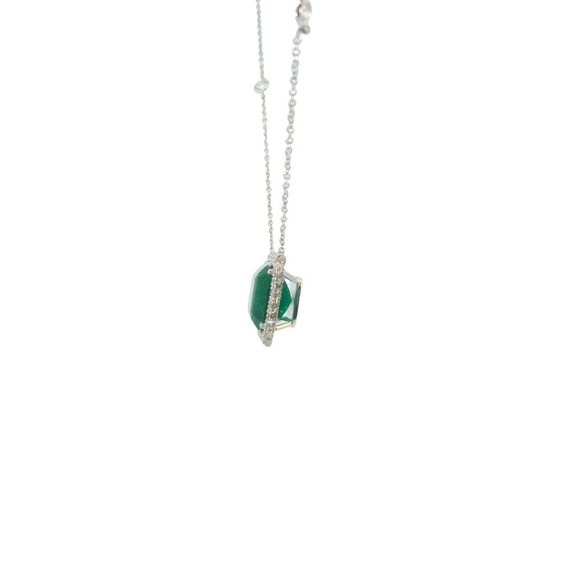 East/ West Emerald Pendant with Diamond Accent